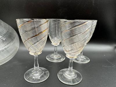 5pc MCM Decanter Set w/ Gold Trim