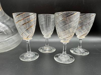 5pc MCM Decanter Set w/ Gold Trim