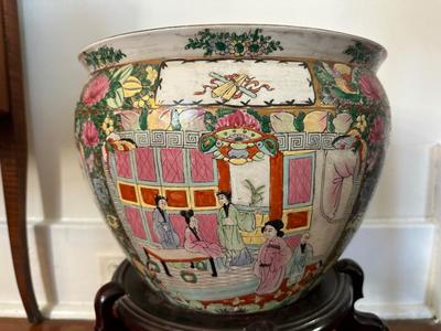 Chinese Porcelain Plant Pot with Stand