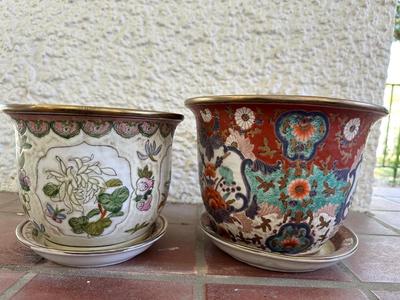 Vintage Chinoiserie and Oriental Planters with Base