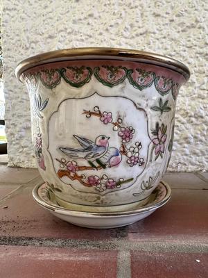 Vintage Chinoiserie and Oriental Planters with Base