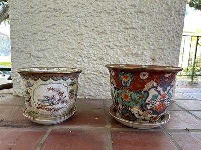 Vintage Chinoiserie and Oriental Planters with Base