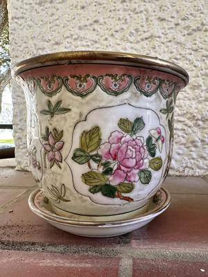 Vintage Chinoiserie and Oriental Planters with Base