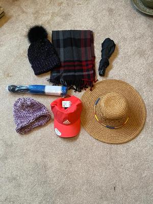 HATS, UMBRELLAS, AND A SCARF