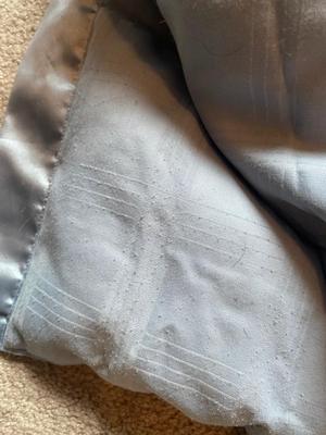 LARGE SOFT PINK BLANKET AND BLUE COMFORTER