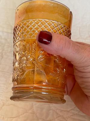 Set of marigold carnival glass