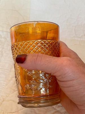 Set of marigold carnival glass