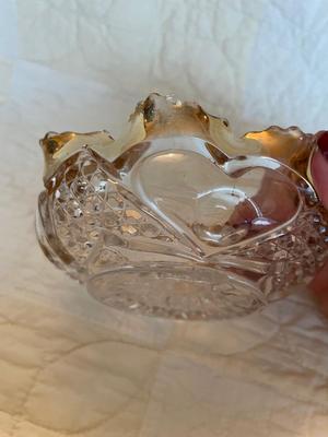 Antique bowl cut glass gold trim