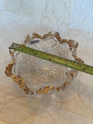 Antique bowl cut glass gold trim