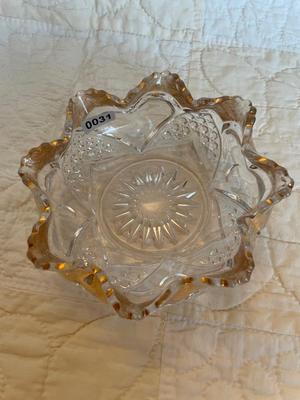 Antique bowl cut glass gold trim