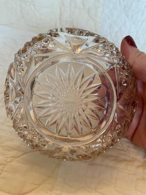Antique bowl cut glass gold trim