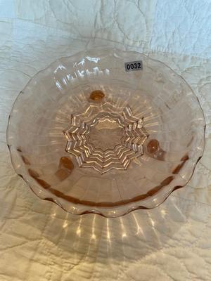 Vintage pink depression starburst footed bowl