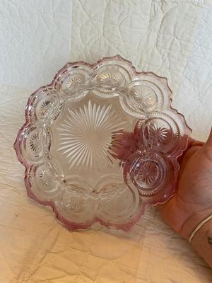 EAPG cranberry flashed star n bull’s eye butter dish
