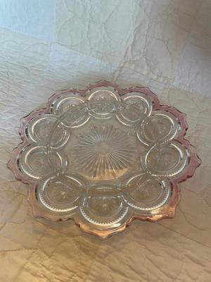 EAPG cranberry flashed star n bull’s eye butter dish