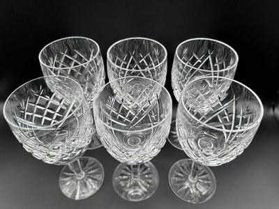 Six WATERFORD Crystal 7” Wine Glasses