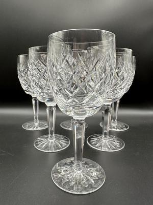 Six WATERFORD Crystal 7” Wine Glasses