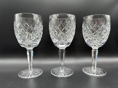 Six WATERFORD Crystal 7” Wine Glasses