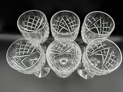 Six WATERFORD Crystal 7” Wine Glasses