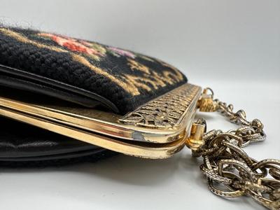 Vintage Floral Needlepoint Purse