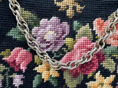 Vintage Floral Needlepoint Purse