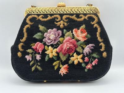 Vintage Floral Needlepoint Purse