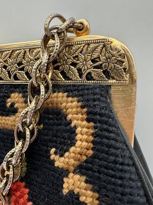 Vintage Floral Needlepoint Purse