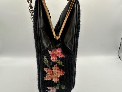 Vintage Floral Needlepoint Purse