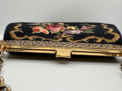 Vintage Floral Needlepoint Purse