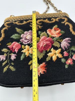 Vintage Floral Needlepoint Purse