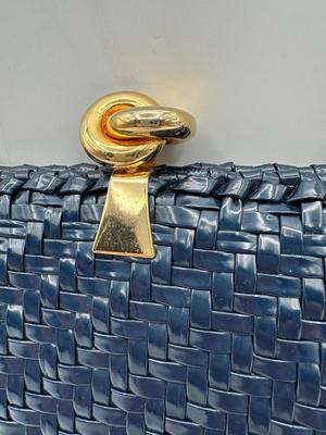 Vintage Woven Blue Purse - Made in Hong Kong