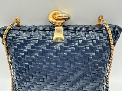 Vintage Woven Blue Purse - Made in Hong Kong