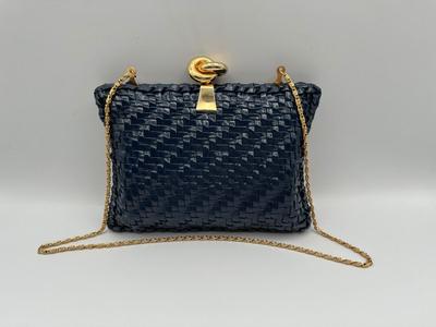 Vintage Woven Blue Purse - Made in Hong Kong