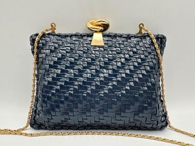 Vintage Woven Blue Purse - Made in Hong Kong