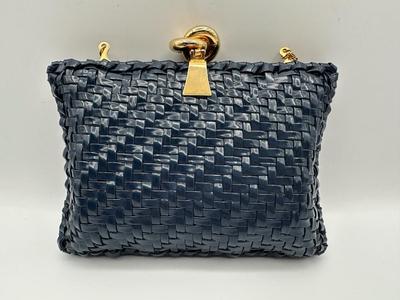 Vintage Woven Blue Purse - Made in Hong Kong