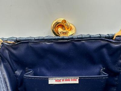 Vintage Woven Blue Purse - Made in Hong Kong