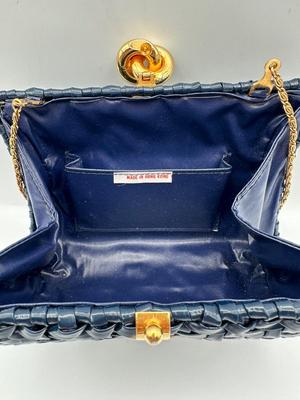 Vintage Woven Blue Purse - Made in Hong Kong