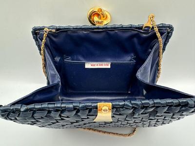 Vintage Woven Blue Purse - Made in Hong Kong