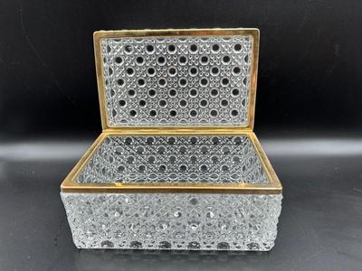 Vintage French Crystal Hinged Box