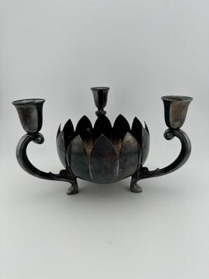 Vintage Reed & Barton Epergne Silverplate Candelabra Candleholder Lotus Flower