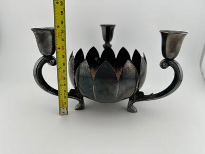 Vintage Reed & Barton Epergne Silverplate Candelabra Candleholder Lotus Flower
