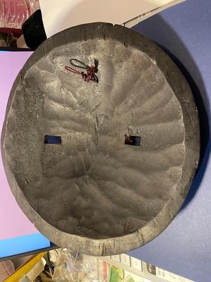 Vintage Earlier African Tribal Wooden Large Mask Wall Hanger Hand Carved 10.5" in Diameter as Pictured.