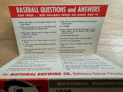 1958 National Bohemian Washington Senator & Baltimore Orioles Baseball Schedule