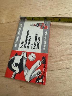 1958 National Bohemian Washington Senator & Baltimore Orioles Baseball Schedule
