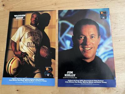 1988 Redskins Bumper Stickers & 1993 Wheaties Posters - Warren Moon / Jim Kelly