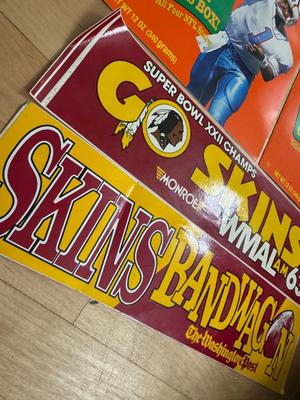 1988 Redskins Bumper Stickers & 1993 Wheaties Posters - Warren Moon / Jim Kelly