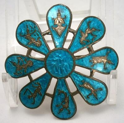 Vintage Enamel on Sterling Silver Pin Brooch
