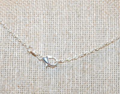 Small Grooved Dangle PENDANT (¾" x ¼") on a Silver Tone Necklace Chain 18" L