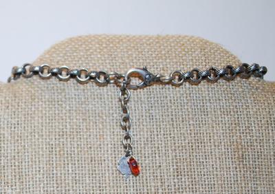 "LUCKY BRAND" Necklace with 3 Pendants on a Dark Silver Tone Chain 14" L