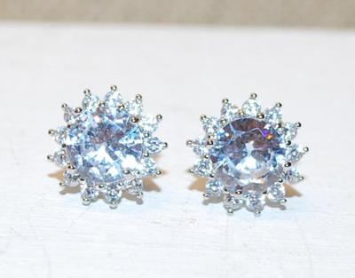 "Star" Styled Clear Stones Earrings Set with Post Backs