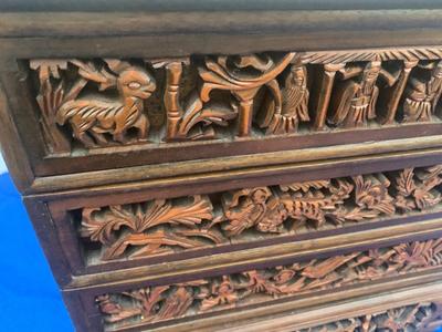 Vintage Carved Asian Jewelry Box
